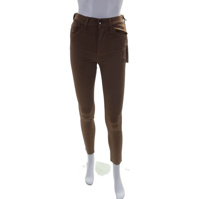 Joes Womens Cotton Zip Button High Rise Skinny Ankle Fray Pants Brown Size Eur 2